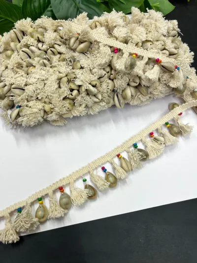 Cotton Thread Lace with Shell Hanging Lace - Cream